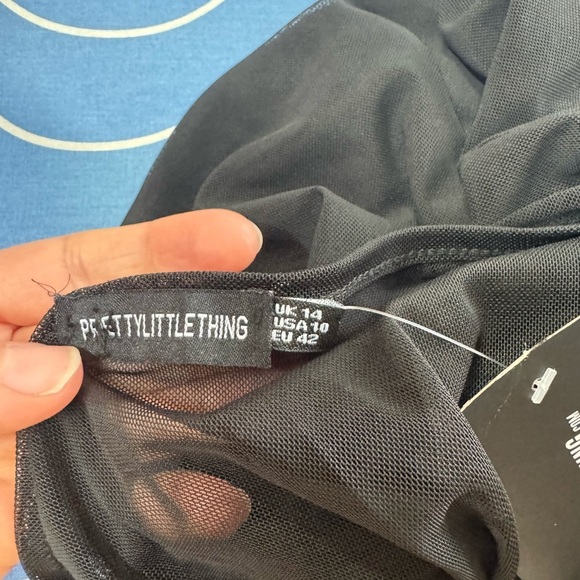 PrettyLittleThing .  Black Mesh Jumpsuit with Long Sleeves - Picture 7 of 7